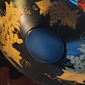Artistic Black Bowl with Grape Motif